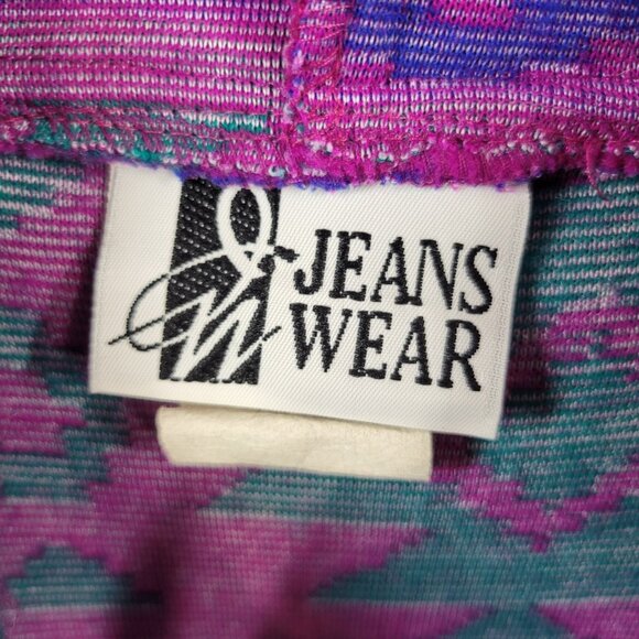 Vintage 90s Fleece Teddy Jacket Coat Small Aztec Southwest Pullover Hooded Pink - Picture 5 of 6